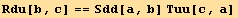Rdu[b, c] == Sdd[a, b] Tuu[c, a]