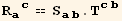 R_ (ac)^(ac) == S_ (ab)^(ab) . T_ (cb)^(cb)