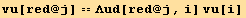 vu[red @ j] == Λud[red @ j, i] vu[i]