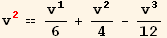 v_2^2 == v_1^1/6 + v_2^2/4 - v_3^3/12