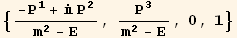 {(-P_1^1 +  P_2^2)/(m^2 - E), P_3^3/(m^2 - E), 0, 1}