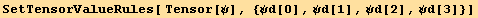 SetTensorValueRules[ Tensor[ψ], {ψd[0], ψd[1], ψd[2], ψd[3]}]