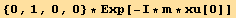 {0, 1, 0, 0} * Exp[-I * m * xu[0]]