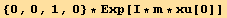 {0, 0, 1, 0} * Exp[I * m * xu[0]]
