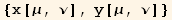 {x[μ, ν], y[μ, ν]}