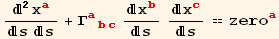 ^2x_a^a/ss + Γ_ (abc)^(abc) x_b^b/s x_c^c/s == zero_a^a