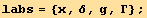 labs = {x, δ, g, Γ} ;
