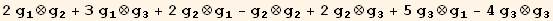 2 g_1^1⊗g_2^2 + 3 g_1^1⊗g_3^3 + 2 g_2^2⊗g_1^1 - g_2^2⊗g_2^2 + 2 g_2^2⊗g_3^3 + 5 g_3^3⊗g_1^1 - 4 g_3^3⊗g_3^3
