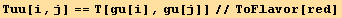 Tuu[i, j] == T[gu[i], gu[j]]//ToFlavor[red]