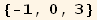 {-1, 0, 3}