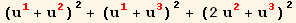 (u_1^1 + u_2^2)^2 + (u_1^1 + u_3^3)^2 + (2 u_2^2 + u_3^3)^2