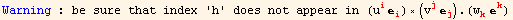 Warning : be sure that index 'h' does not appear in  (u_i^i _i^i) × (v_j^j _j^j) . (w_k^k _k^k)