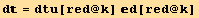 d = dtu[red @ k] d[red @ k]