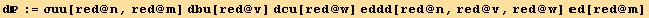 d := σuu[red @ n, red @ m] dbu[red @ v] dcu[red @ w] eddd[red @ n, red @ v, red @ w] d[red @ m]