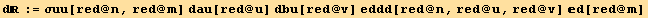 d := σuu[red @ n, red @ m] dau[red @ u] dbu[red @ v] eddd[red @ n, red @ u, red @ v] d[red @ m]