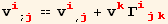 v_i^i_ (; j) == v_i^i_ (, j) + v_k^k Γ_ (ijk)^(ijk)