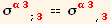 σ_ (α3)^(α3) _ (; 3) == σ_ (α3)^(α3) _ (, 3)
