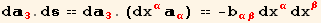 d_3^3 . d == d_3^3 . (dx_α^α _α^α) == -b_ (αβ)^(αβ) dx_α^α dx_β^β