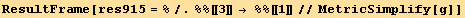 ResultFrame[res915 = %/.%%[[3]] → %%[[1]]//MetricSimplify[g]]
