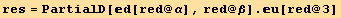 res = PartialD[d[red @ α], red @ β] . u[red @ 3]
