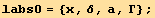 labs0 = {x, δ, a, Γ} ;