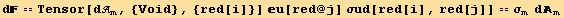 d == Tensor[d_m, {Void}, {red[i]}] u[red @ j] σud[red[i], red[j]] == σ_m  d_m
