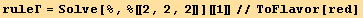 ruleΓ = Solve[%, %[[2, 2, 2]]][[1]]//ToFlavor[red]