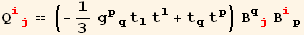 Q_ (ij)^(ij) == (-1/3 g_ (pq)^(pq) t_l^l t_l^l + t_q^q t_p^p) Β_ (qj)^(qj) Β_ (ip)^(ip)