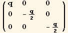 ( {{q, 0, 0}, {0, -q/2, 0}, {0, 0, -q/2}} )