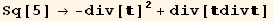                             2 Sq[5] → -div[ ]  + div[div]