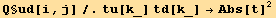 Q§ud[i, j]/.tu[k_] td[k_] →Abs[t]^2