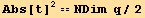 Abs[t]^2 == NDim  q/2